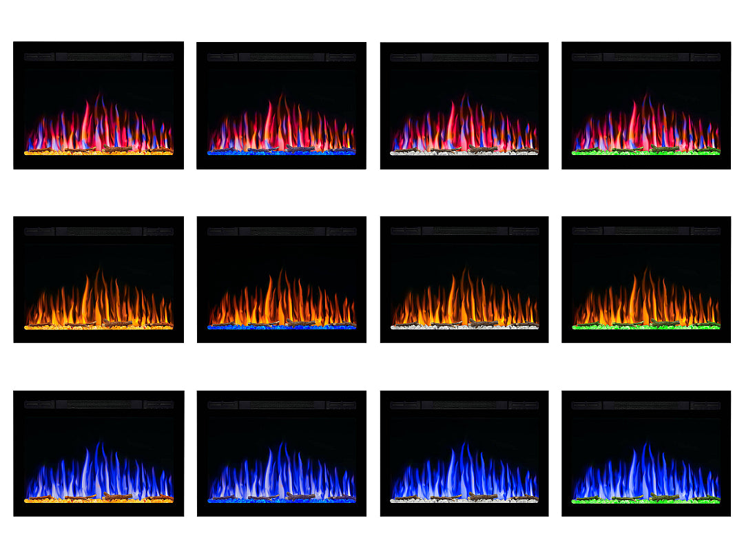 Cheminée électrique murale 72 cm, couleurs de flamme