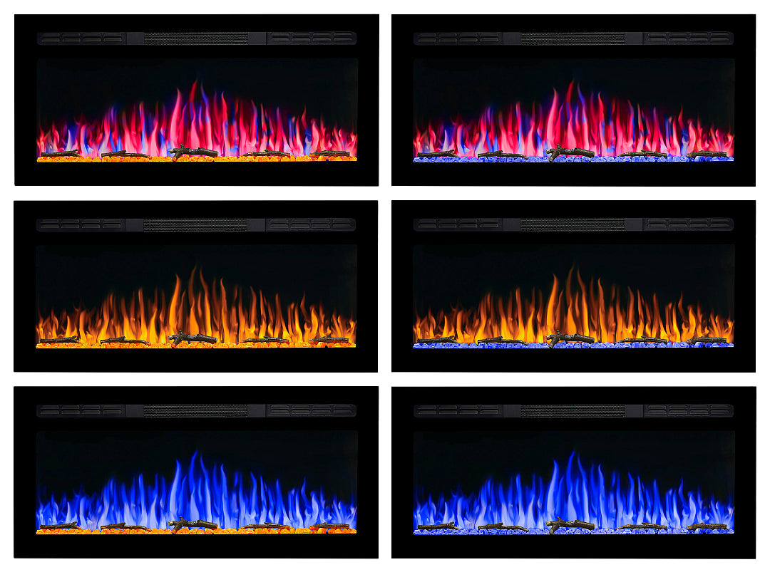 Cheminée électrique murale 95 cm, couleurs de flamme